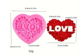 Molde silicona corazon con rosas LOVE